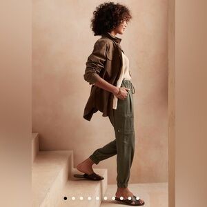 Banana Republic Tencel Cargo Jogger XXSP Steel Green Gorpcore Athleisure